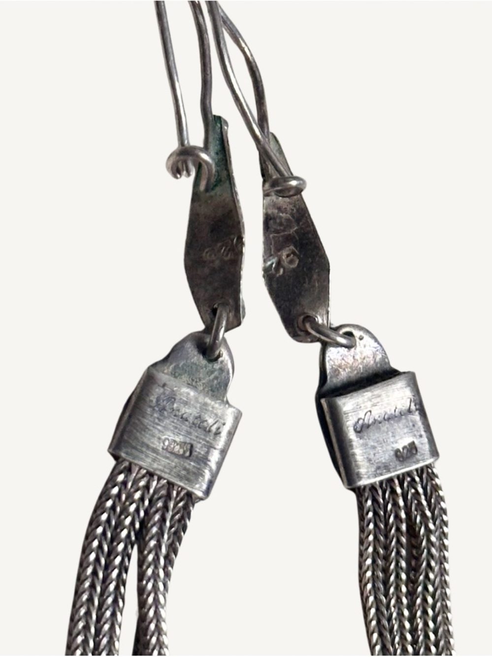 Rare Anatoli 925 Sterling Silver Multi-Strand Foxtail Necklace & Earrings Set - Picture 5 of 9